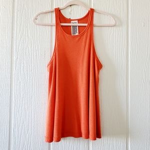 Free People Ribbed Racerback Muscle Tee Swing Tank Orange Small